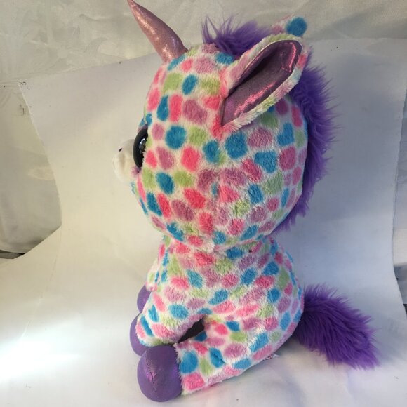 TY Beanie Boos WISHFUL the Unicorn Glitter Eyes LARGE 17" Confetti Exclusive - Picture 5 of 14